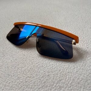 Sporty Orange and Blue Reflective Sunglasses
